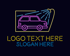 Automobile - Neon Glow Car Wash logo design