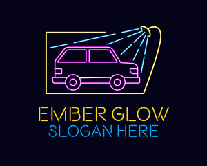 Neon Glow Car Wash logo design