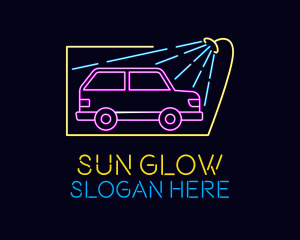 Neon Glow Car Wash logo design