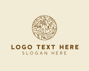 Glamping - Hiker Camp Tent logo design