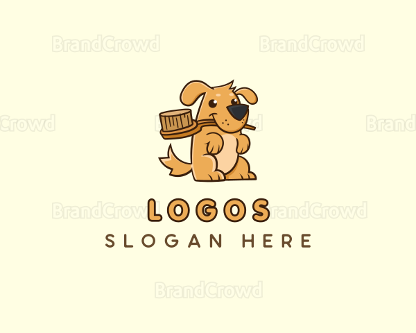 Dog Brush Grooming Logo