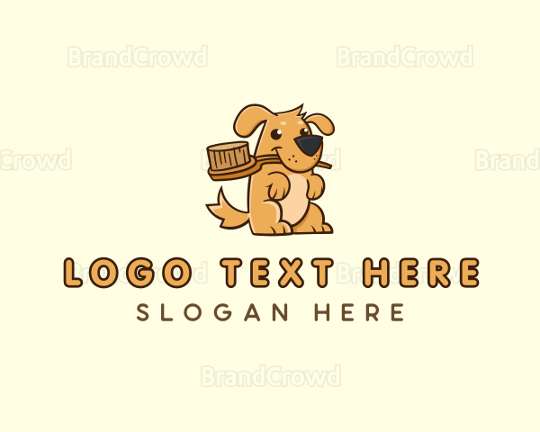 Dog Brush Grooming Logo