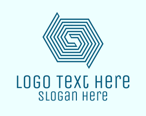 Computer - Blue Line Art Maze logo design