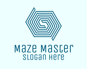 Blue Line Art Maze  logo design