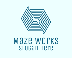 Blue Line Art Maze  logo design