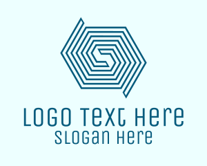 Puzzle - Blue Line Art Maze logo design