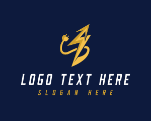 Electrician - Electric Plug Lightning Bolt logo design