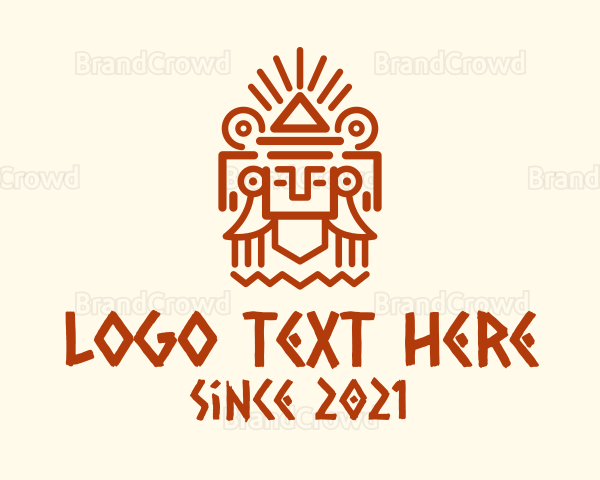 Mayan Pyramid Statue Logo