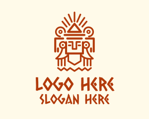 Mayan Pyramid Statue Logo