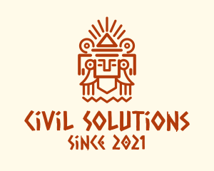 Mayan Pyramid Statue logo design