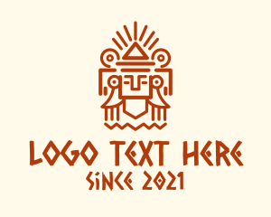 History - Mayan Pyramid Statue logo design