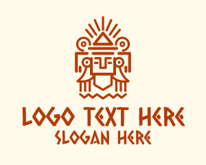 Mayan Pyramid Statue Logo