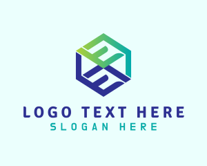 Website - Tech Business Cube Letter E logo design