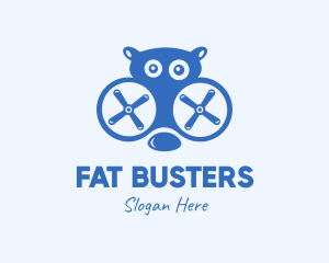 Fat - Blue Hippo Drone logo design