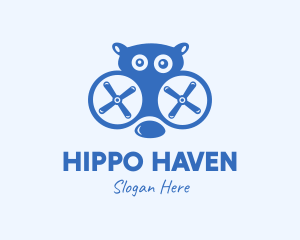 Hippo - Blue Hippo Drone logo design