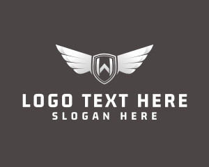 Courier - Automotive Silver Wing Letter W logo design