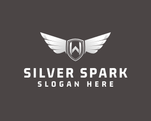 Automotive Silver Wing Letter W logo design