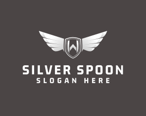 Automotive Silver Wing Letter W logo design