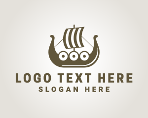 Sail Boat - Ancient Viking Ship logo design