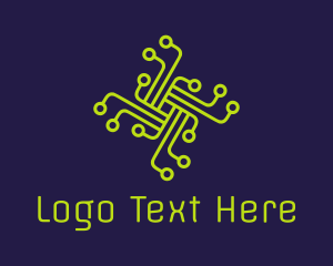Internet - Gren Circuit Cross logo design