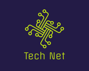 Net - Gren Circuit Cross logo design