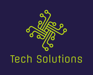 Technological - Gren Circuit Cross logo design