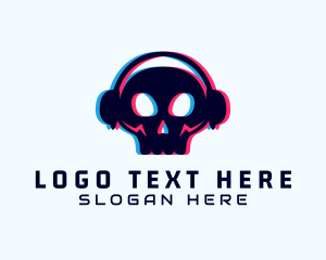 Glitch - Skull Headphones Game Streaming logo design