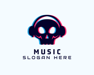 Cyberpunk - Skull Headphones Game Streaming logo design