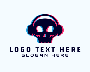 Cyberspace - Skull Headphones Game Streaming logo design