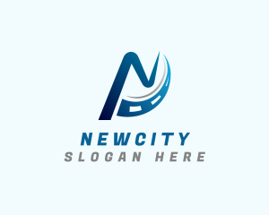 Highway Road Letter N logo design