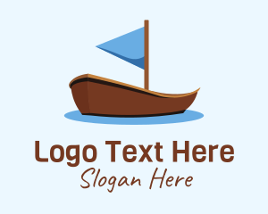 Ocean - Small Fishing Boat logo design