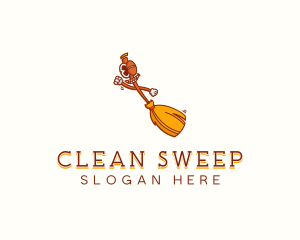 Housekeeping Broom Cleaner logo design