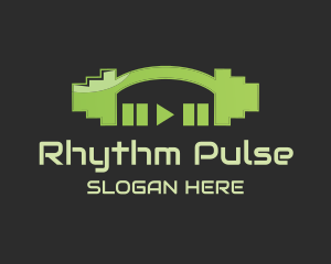 Edm - Green Fitness Music Playing Dumbbell logo design