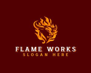 Flame - Bull Flame Barbecue logo design