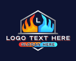 Warm - Fire Ice HVAC Ventilation logo design