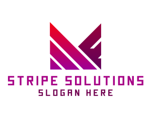 Stripe Technology Letter M logo design