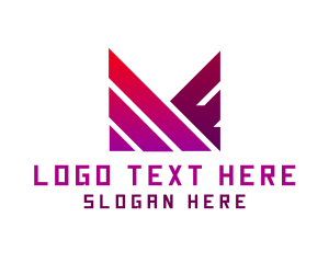 Purple - Stripe Technology Letter M logo design