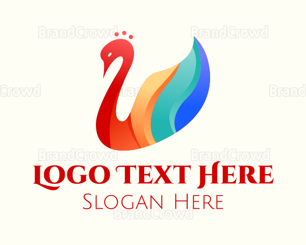 Colorful Swan Bird Logo