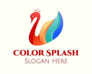 Colorful Swan Bird logo design