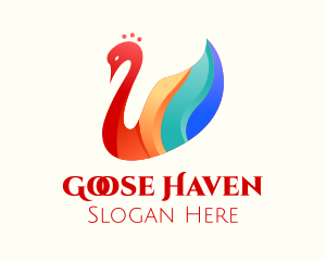 Colorful Swan Bird logo design