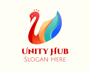 Colorful Swan Bird logo design