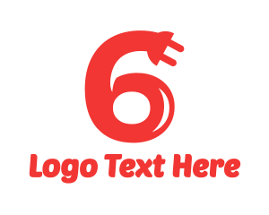 Embossed - Red Six Plug logo design