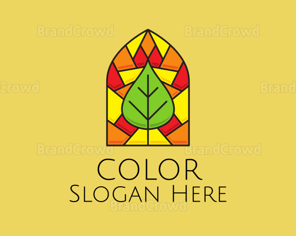 Stained Glass Leaf Eco Logo