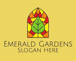 Stained Glass Leaf Eco logo design