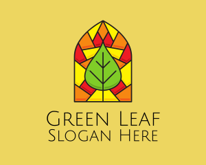 Stained Glass Leaf Eco logo design