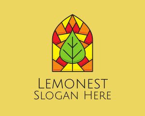 Vegetarian - Stained Glass Leaf Eco logo design