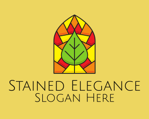 Stained Glass Leaf Eco logo design