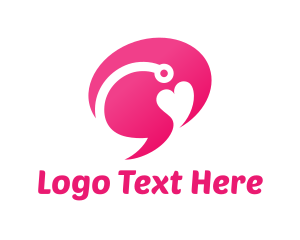 Pink Heart - Love Dating Chat logo design