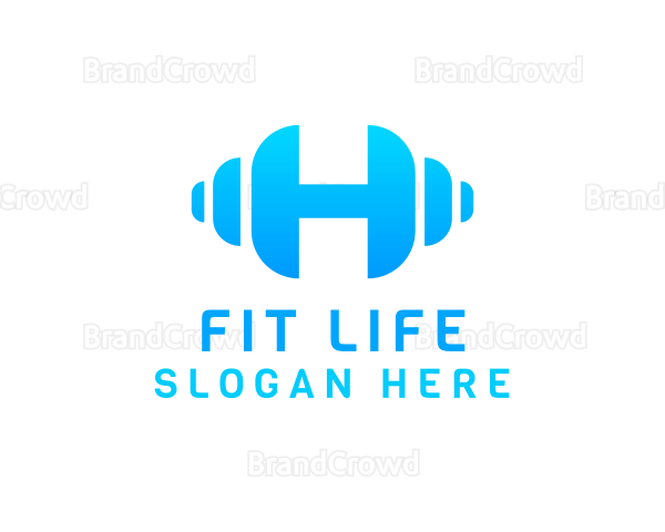 Modern Fitness Dumbbell Letter H Logo