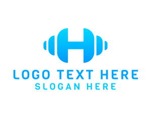 Initial - Modern Fitness Dumbbell Letter H logo design